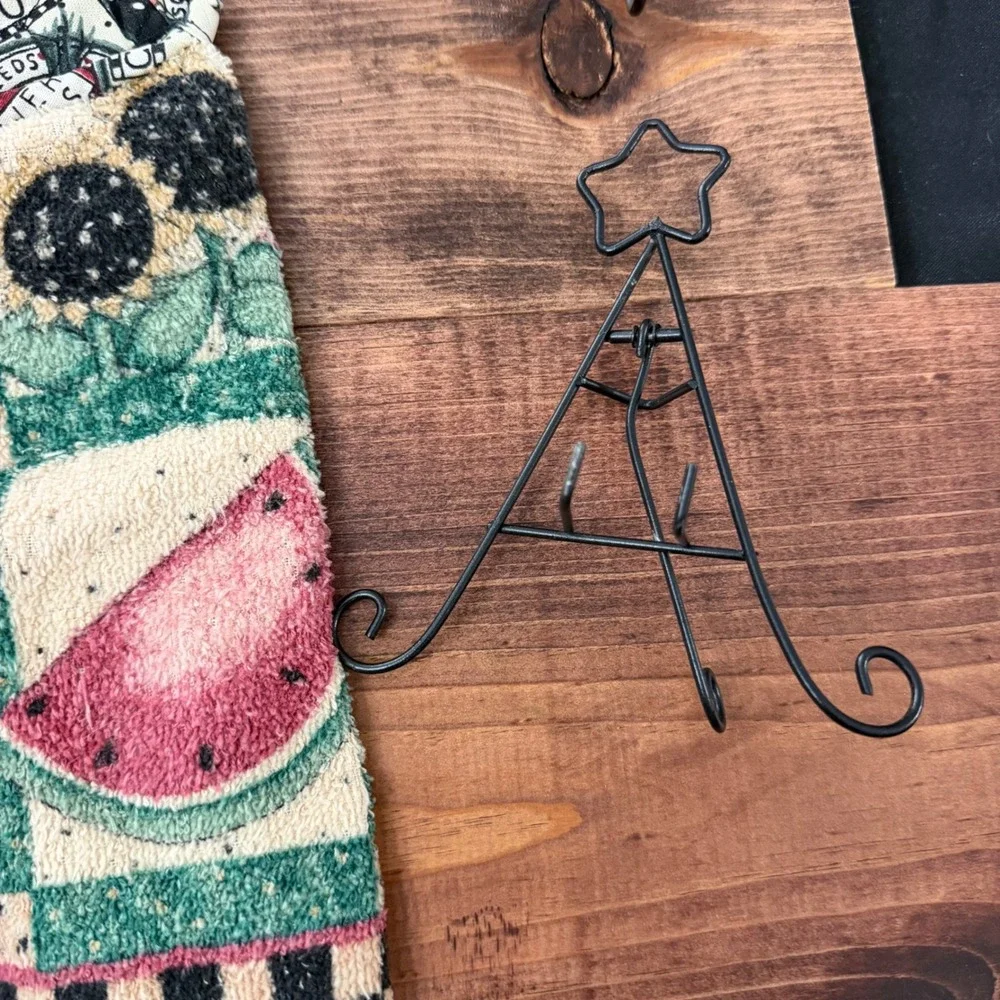Handmade Primitive Country Kitchen Towel Set Watermelon Sunflower Heart Hanger